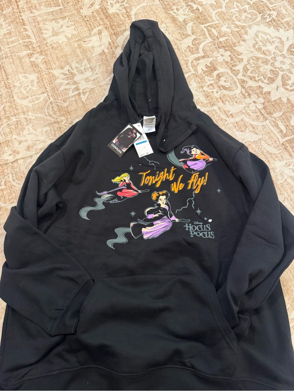 Disney Hocus Pocus Tonight We Fly! Black Graphic Crewneck Hoodie